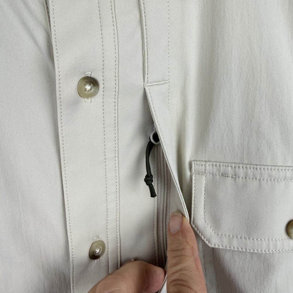 Poncho Slim Fit Shirt Men XL Hey Buddy Tan Magnetic Pocket UPF50+ Fishing Vented - Picture 8 of 13